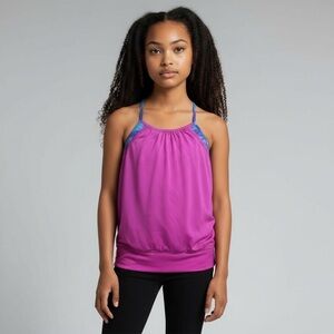 Ivivva Pink Double Dutch Tank Pink and Blue girls size 8